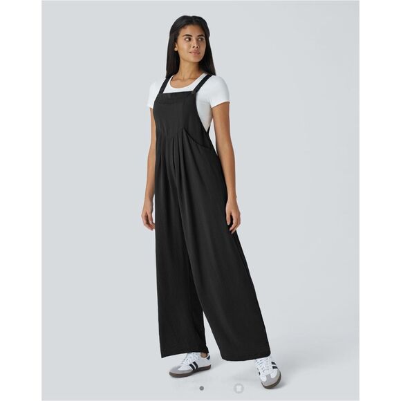 Halara Dresses & Skirts - Halara Adjustable Multiple Pockets Plicated Casual Linen-Feel Overalls Size L